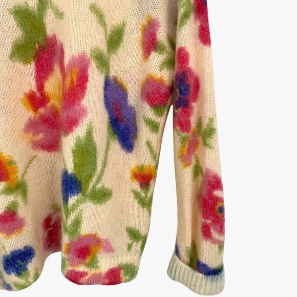 Sezane Teresa Cardigan Sweater Size S Cream Floral Reversible Kid Mohair Wool - Picture 6 of 9